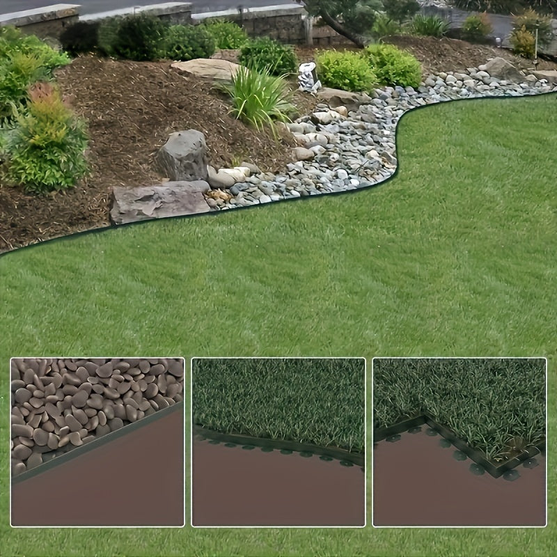 10m Garden Border Barrier with 30 Anchoring Pegs Black PET PE Material Landscape Edging