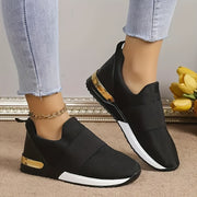 Women's Canvas Slip-On Sneakers with Mesh Lining Non-Slip Sole All-Season