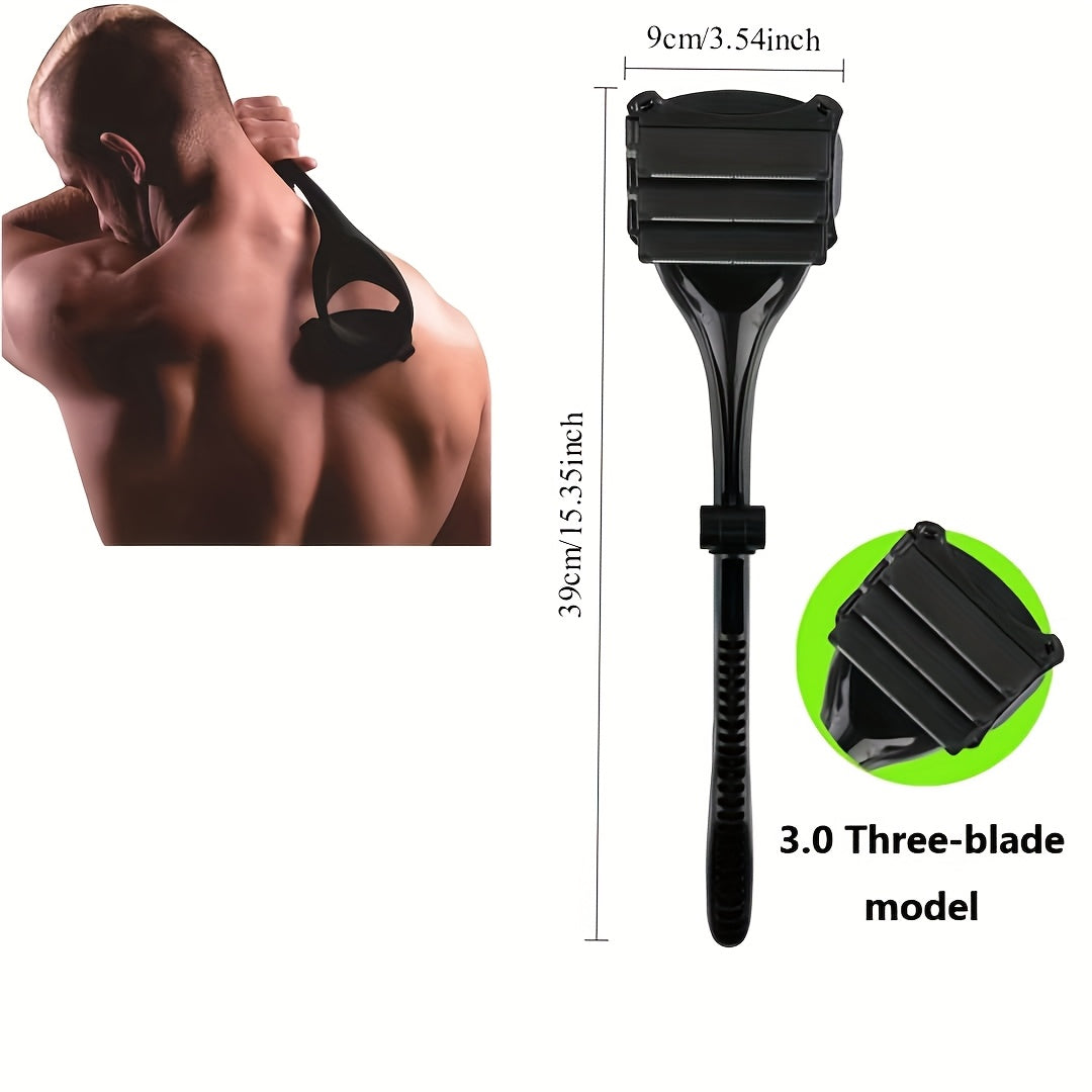 Men Back Shaver Set With Safety Blade Tech Ergonomic Handle Wet Dry Use