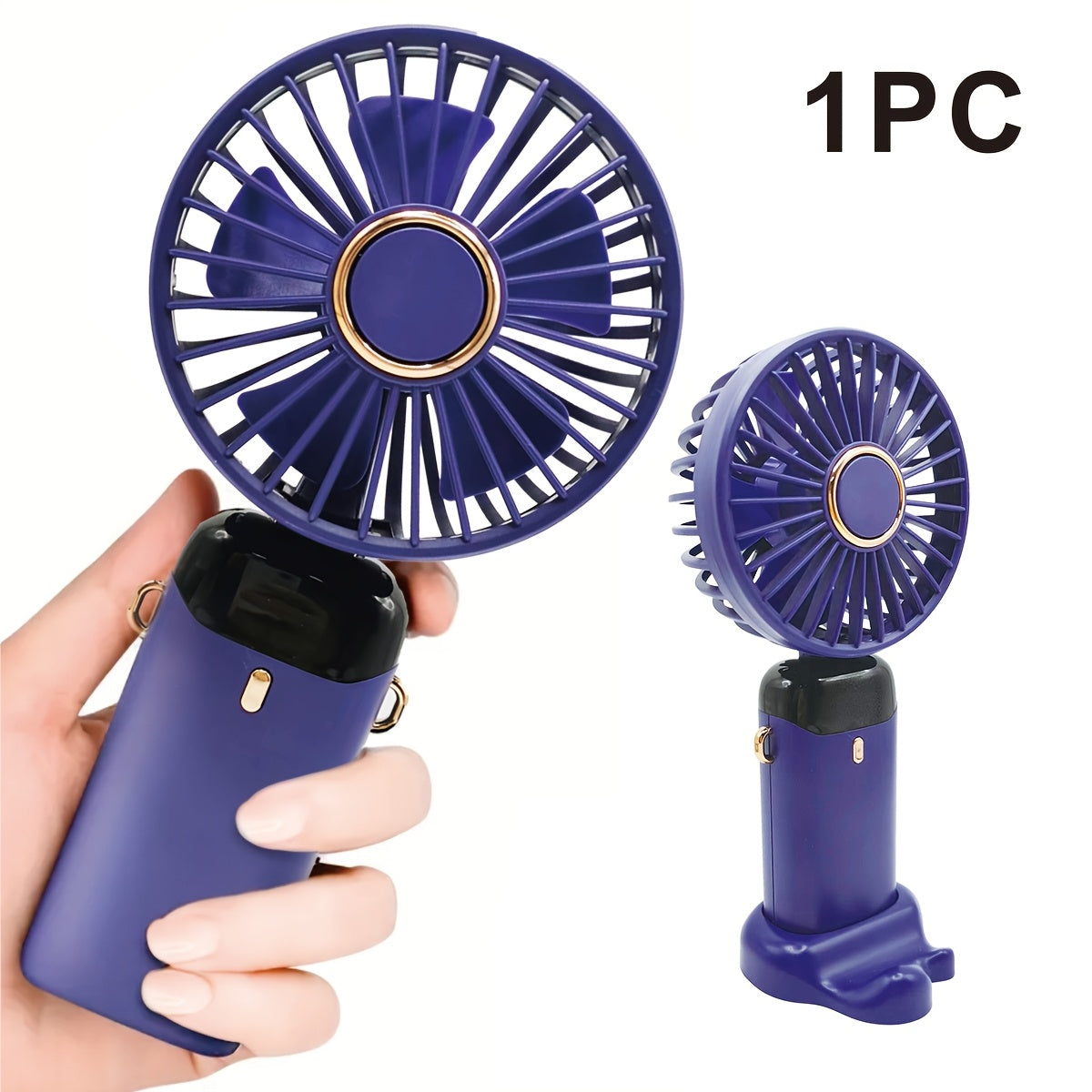 Green USB Desktop Fan with Digital Display, 5-Speed Adjustable Mini Air Cooler, Rechargeable Lithium Battery, Portable Handheld Fan for Office, Outdoors, Dorm