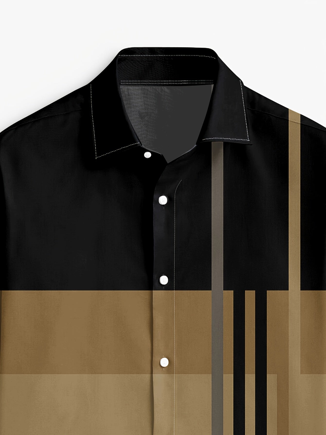 Men's Casual Printed Long-Sleeve Shirt Breathable Spring Autumn Polyester Button-Up