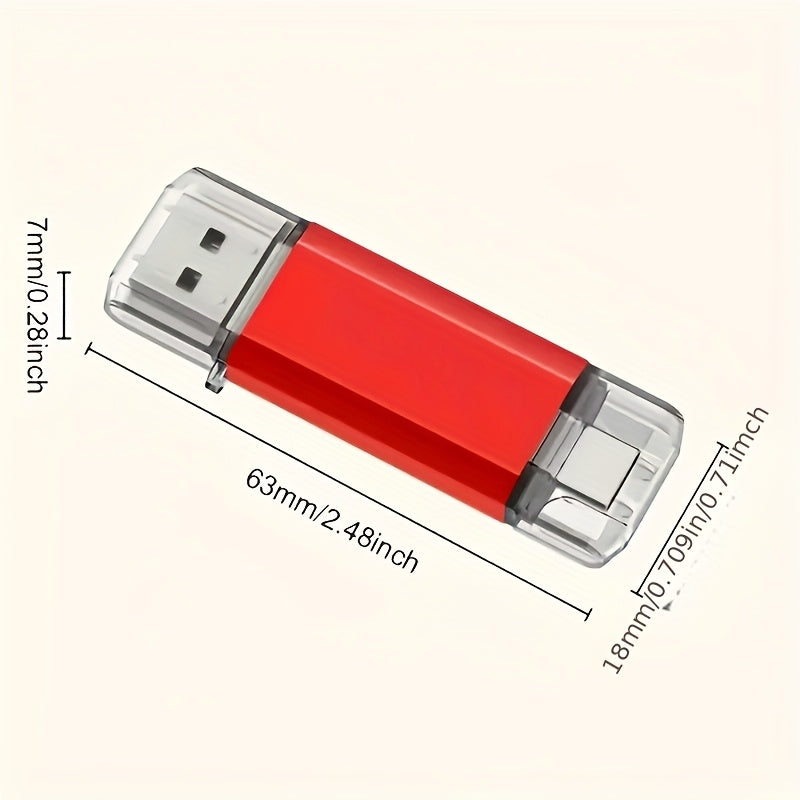 USB 2.0 Flash Drive with Type-C, 8GB-64GB, Metal Shell, Shockproof, Multi-Color