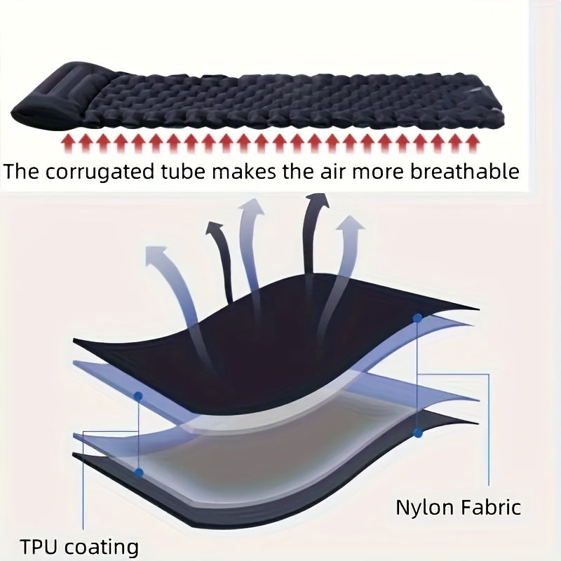 Portable Inflatable Camping Air Mattress with Foot Pump TPU Durable Rectangular Single Person