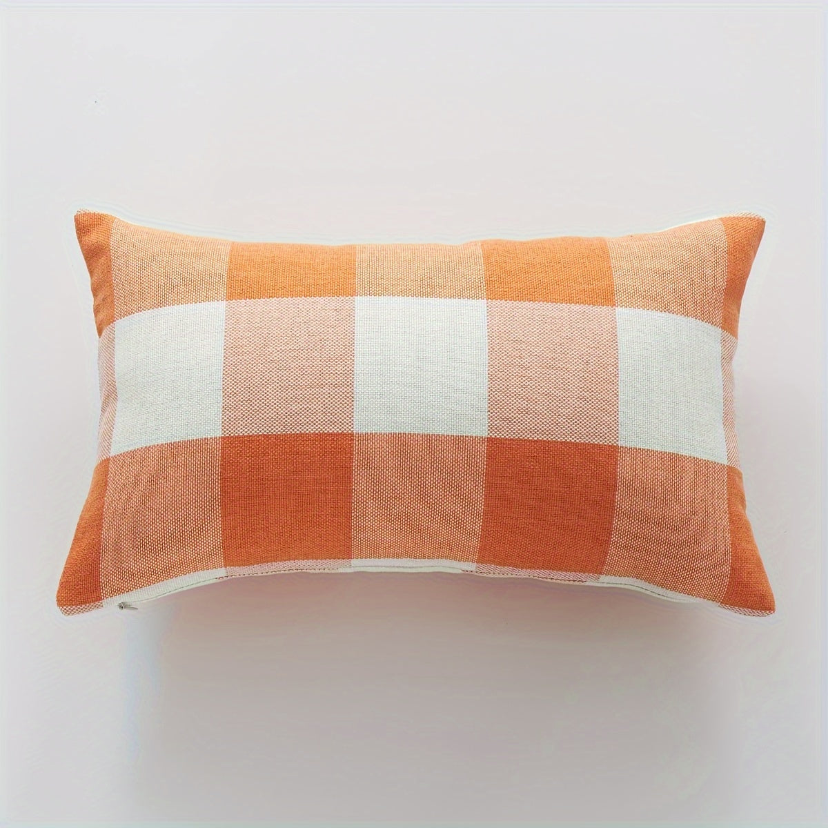 Funda de cojín de lino y algodón bohemio con cuadros tejidos y rayas 50x30cm, cojín lumbar