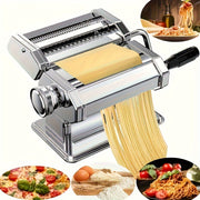 Stainless Steel Manual Noodle Maker with Dual Cutter and Adjustable Thickness