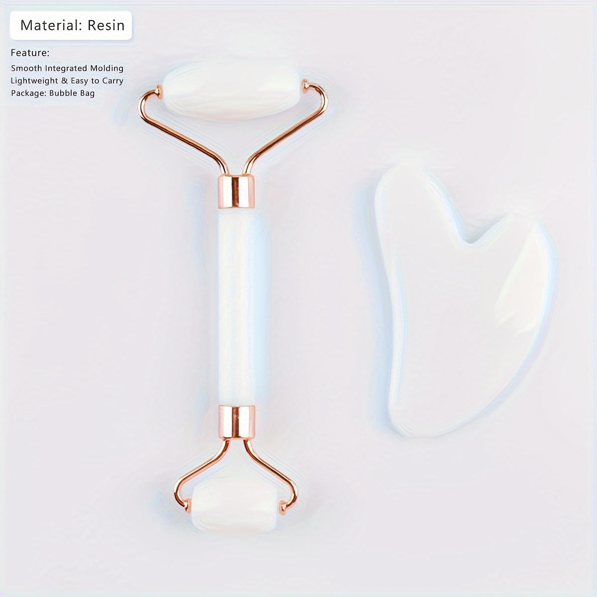Heart-Shaped Stone Facial Massage Tool with Dual-Ended Gua Sha and Roller Fragrance-Free