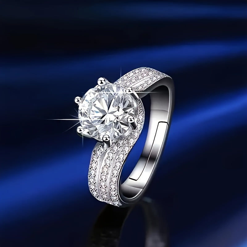 Vintage Boho 925 Sterling Silver Moissanite uzuk, Moslashuvchan cuff dizayni bilan, Har kuni kiyish va sovg'a berish uchun mukammal, Mardi Gras bayramlari uchun ideal