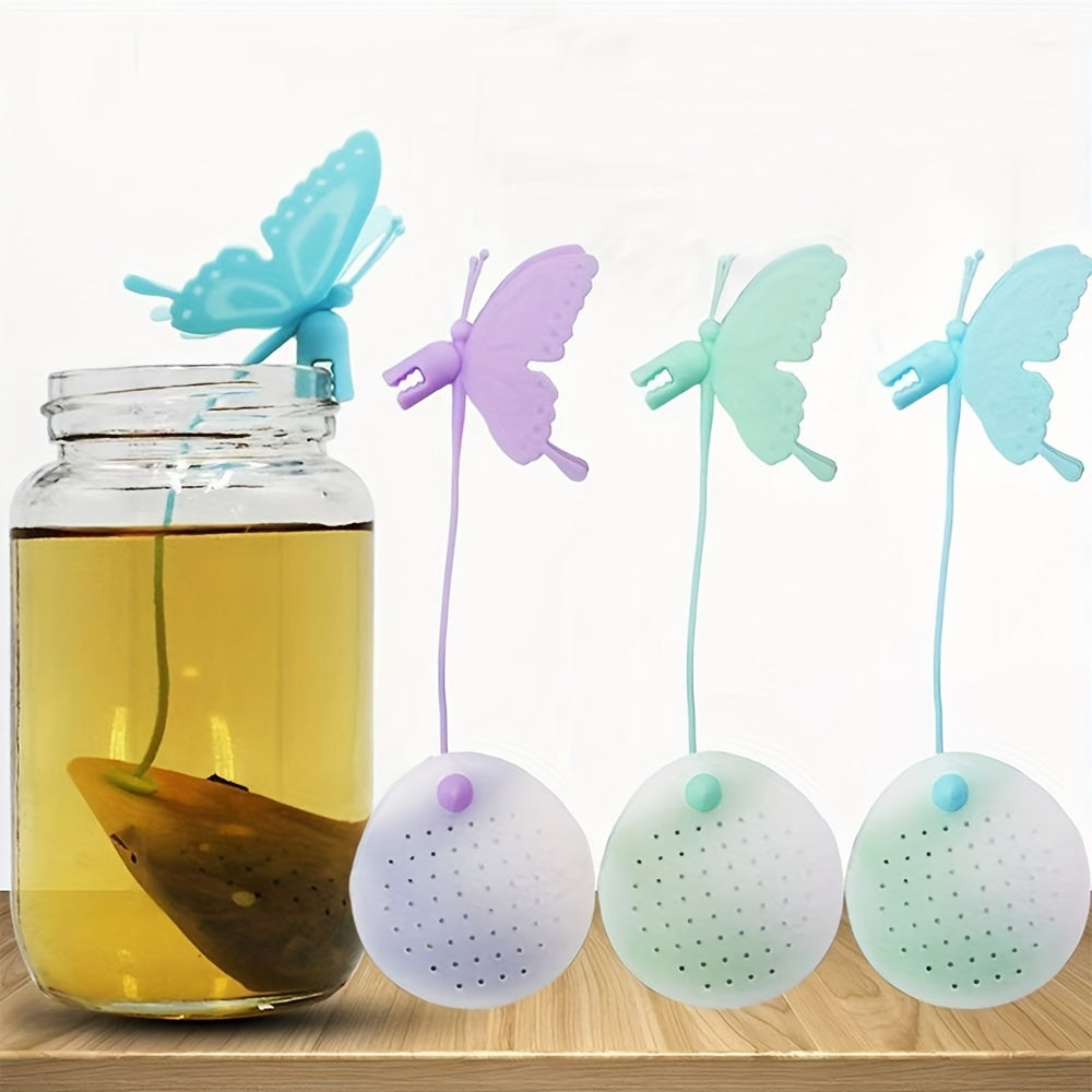 Transparent Butterfly-Shaped Silicone Tea Infuser Reusable Loose Leaf Strainer