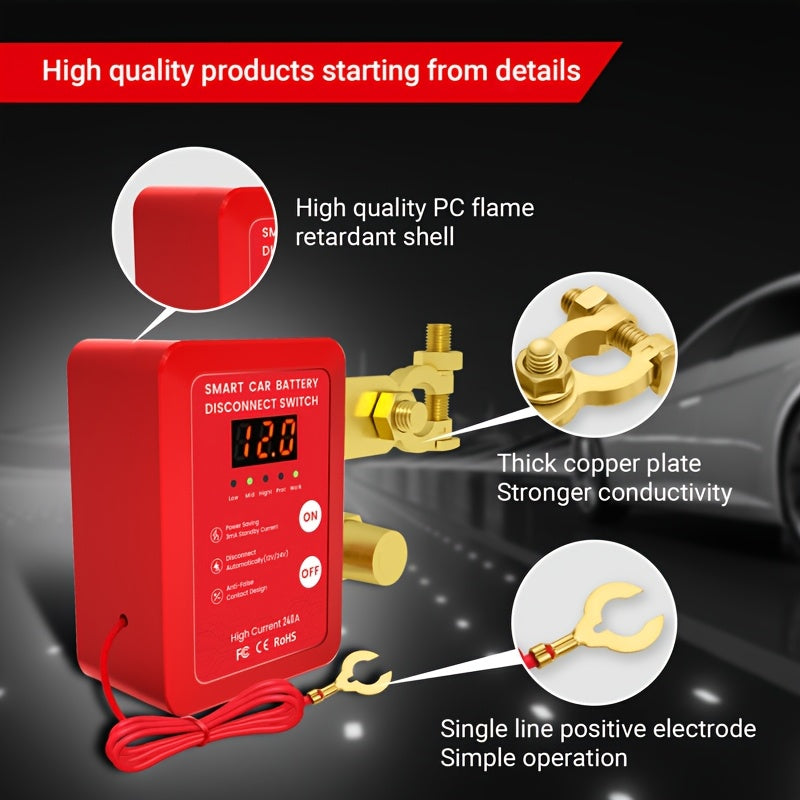 Digital Voltage Display Car Battery Disconnect Switch for Vehicles and Boats