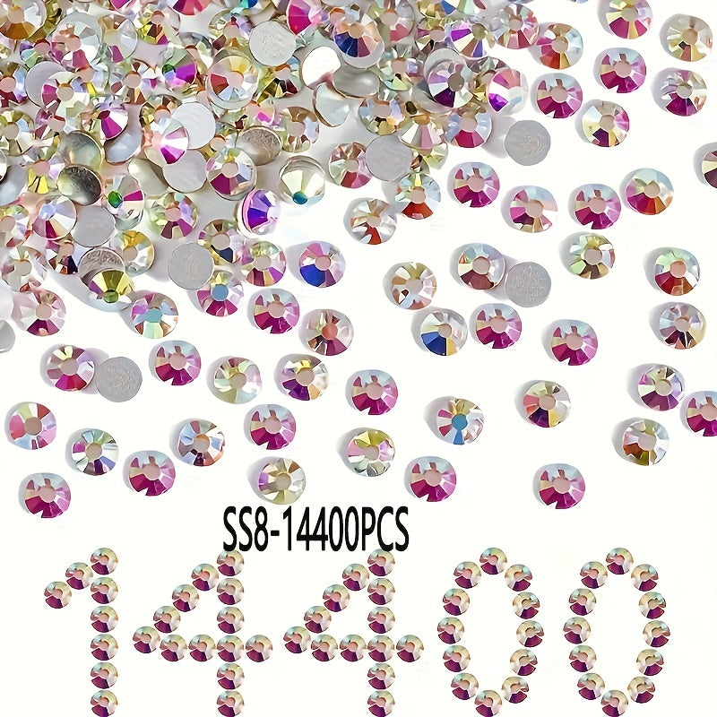 14400 Shisha Kristalli Flatback Rhinestones uchun Tirnoq San'ati, kiyim-kechak, poyabzal, sumkalar SS3 dan SS34 gacha