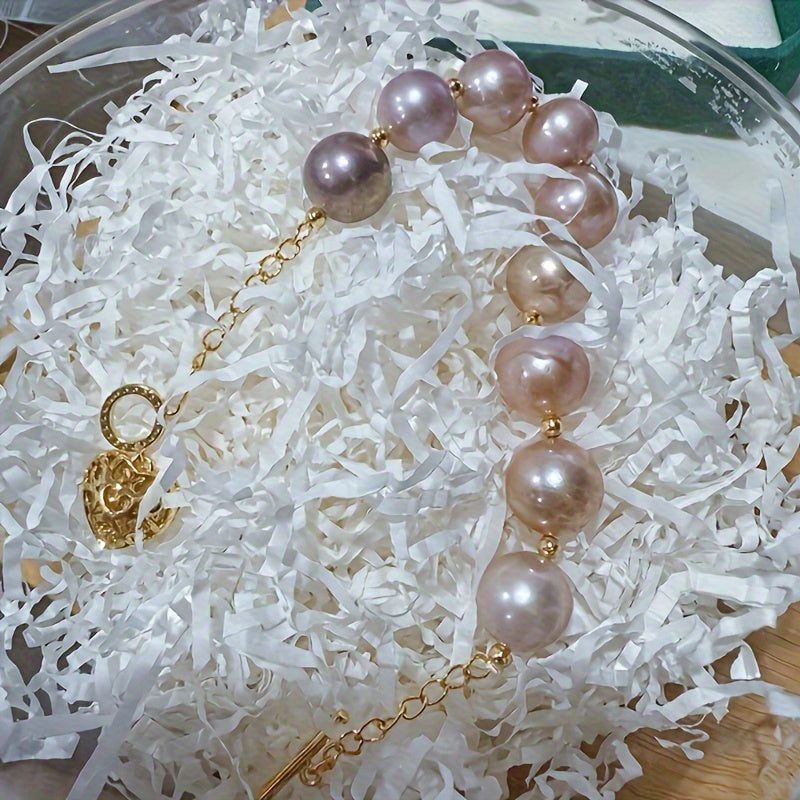 Pulsera de perlas de agua dulce moradas para mujer regalo de boda cumpleaños joyería elegante