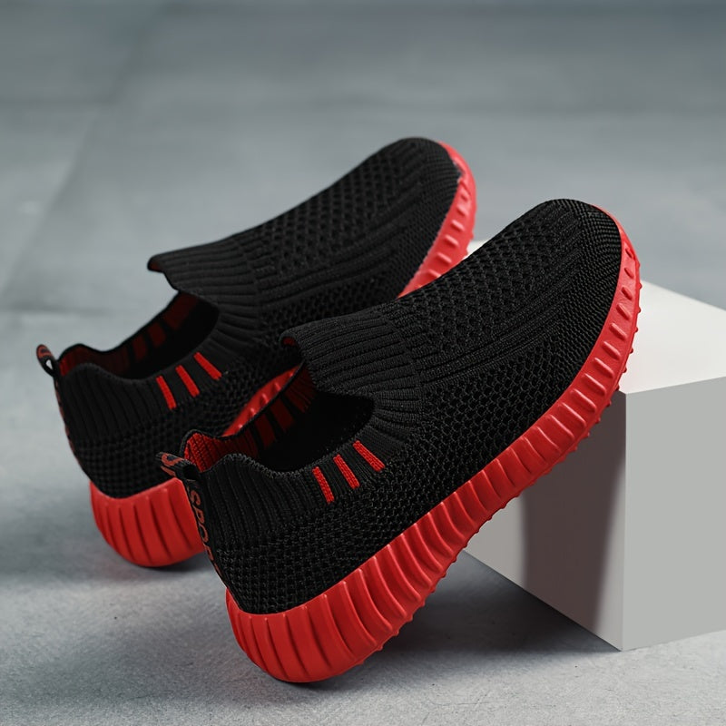 Girls Slip-On Sneakers All-Season Solid Knit Casual Outdoor Running Training