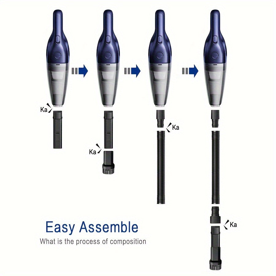 Compact Rechargeable Vacuum Cleaner with Multiple Attachments for Car and Home