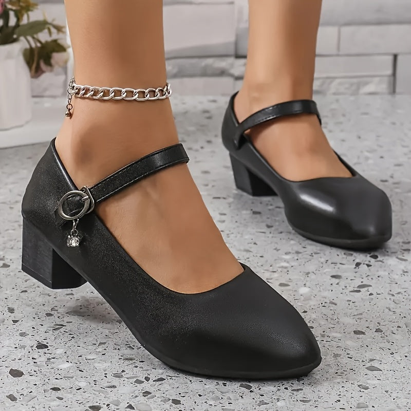 Women's Black Non-Slip Cushioned Work Shoes for Office and Formal Events