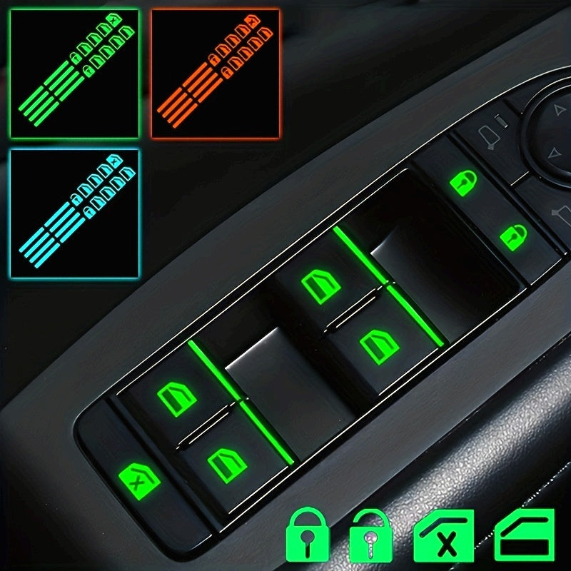 Car Interior Decor Decals Fluorescent Green Blue Orange Black Glow-in-Dark