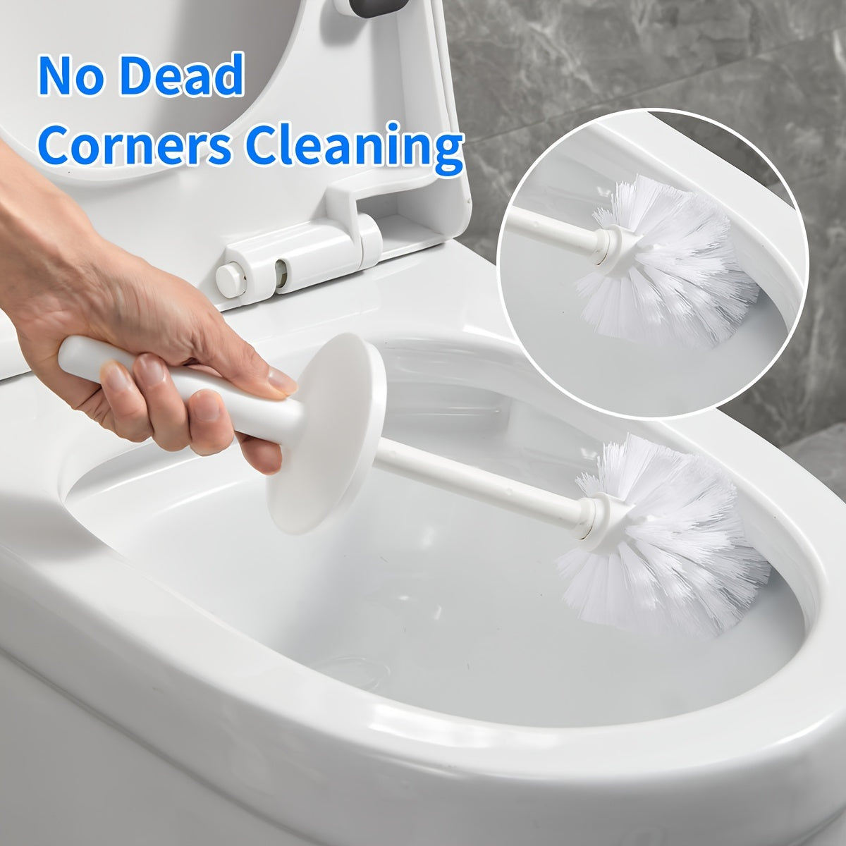 Long Handle Toilet Brush with Splash-Proof Base and No Dead Corner Design