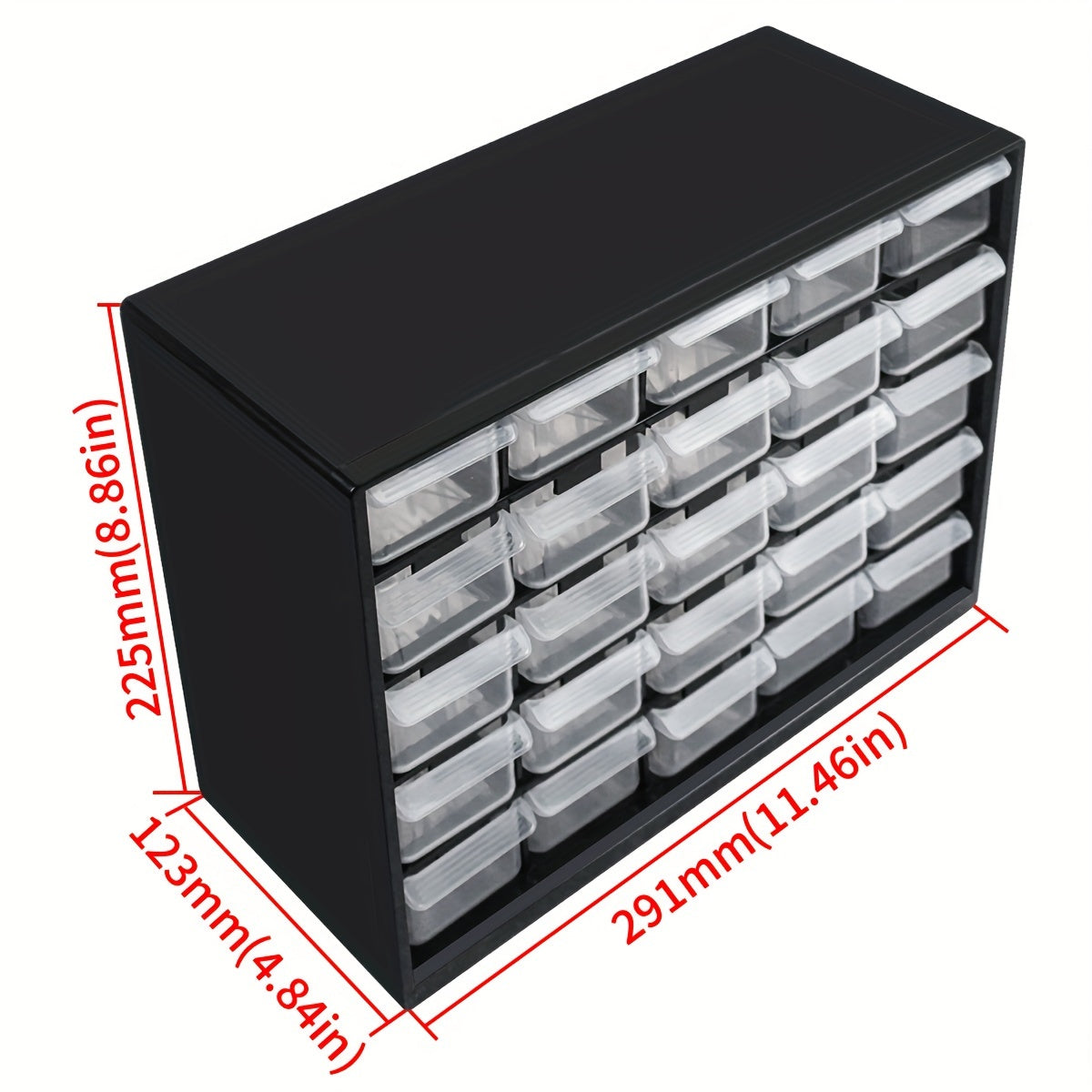 Wall-Mounted Plastic Drawer Parts Organizer with 25 Compartments for Screws and Electronic Components
