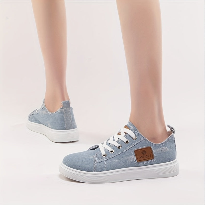 Women’s White Brown Low-Top Sneakers Breathable Casual Shoes