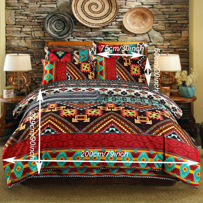 Conjunto de ropa de cama estilo bohemio de 3 piezas, funda nórdica y fundas de almohada para dormitorio o habitación de invitados