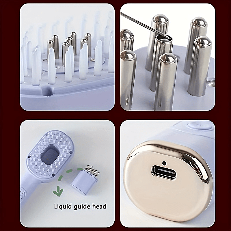 USB Rechargeable Scalp Massager Comb with Oil Control and Itch Relief in Purple