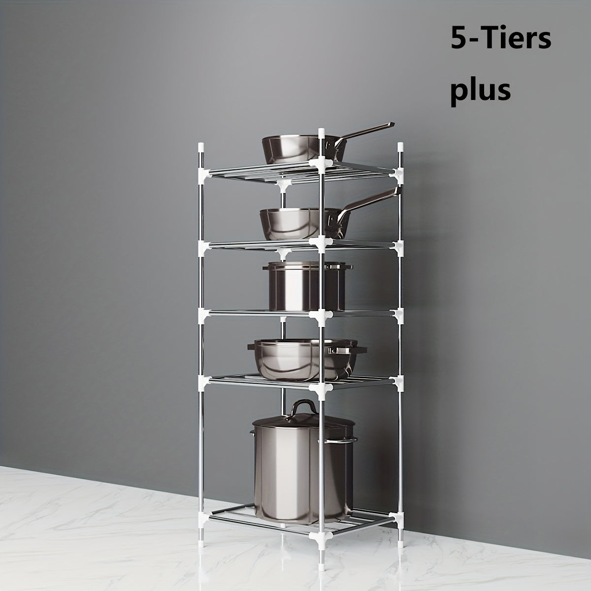 Multi-Tier Stainless Steel Storage Shelf for Kitchen Bathroom Balcony