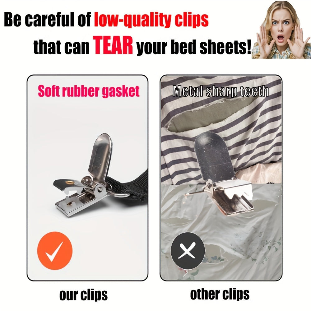 Household Bed Sheet Fixers With 8 Clips Adjustable Elastic Clips for Sofa and Tablecloths