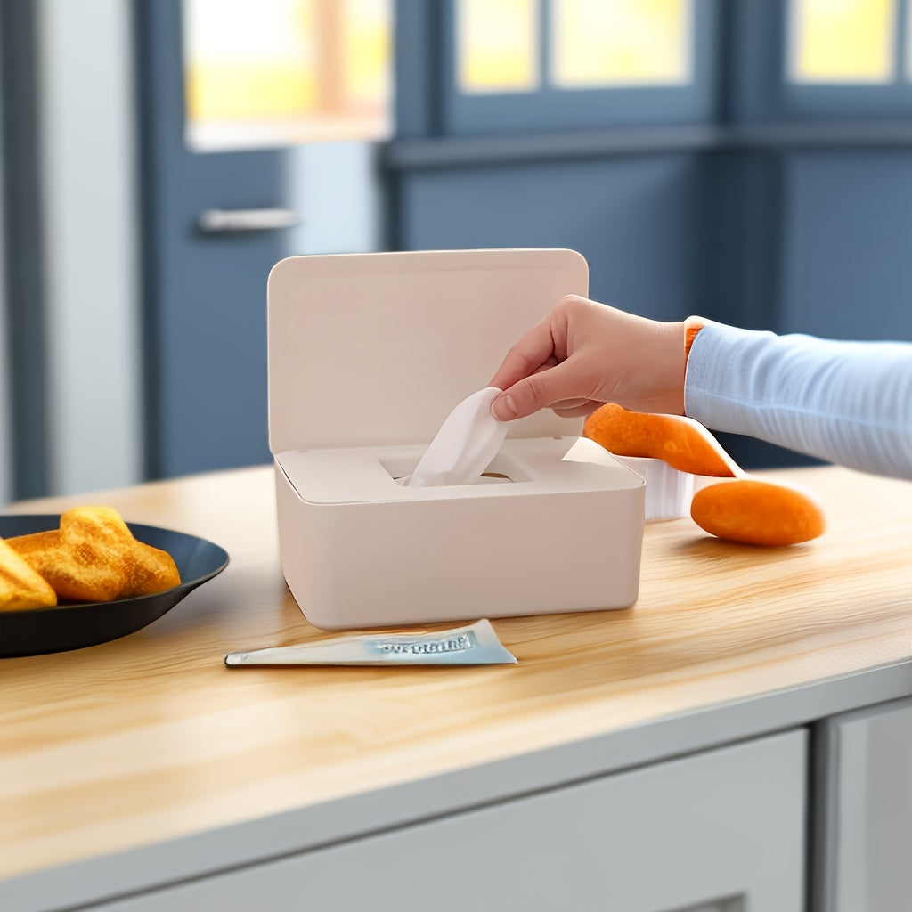 Dispensador de toallitas húmedas en caja sellada a prueba de polvo para escritorio, oficina, cocina, aseo