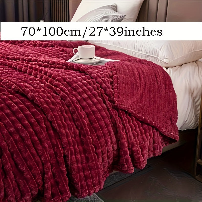 Плед из искусственного кроличьего меха в клетку - теплый и уютный плед для дивана, кровати или софы - мягкий и успокаивающий плед