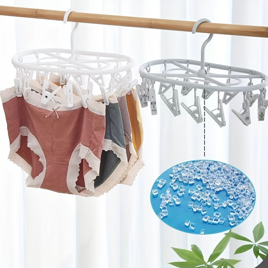 Foldable Windproof Drying Rack with 10/14 Clothespins for Socks Underwear and Dolls