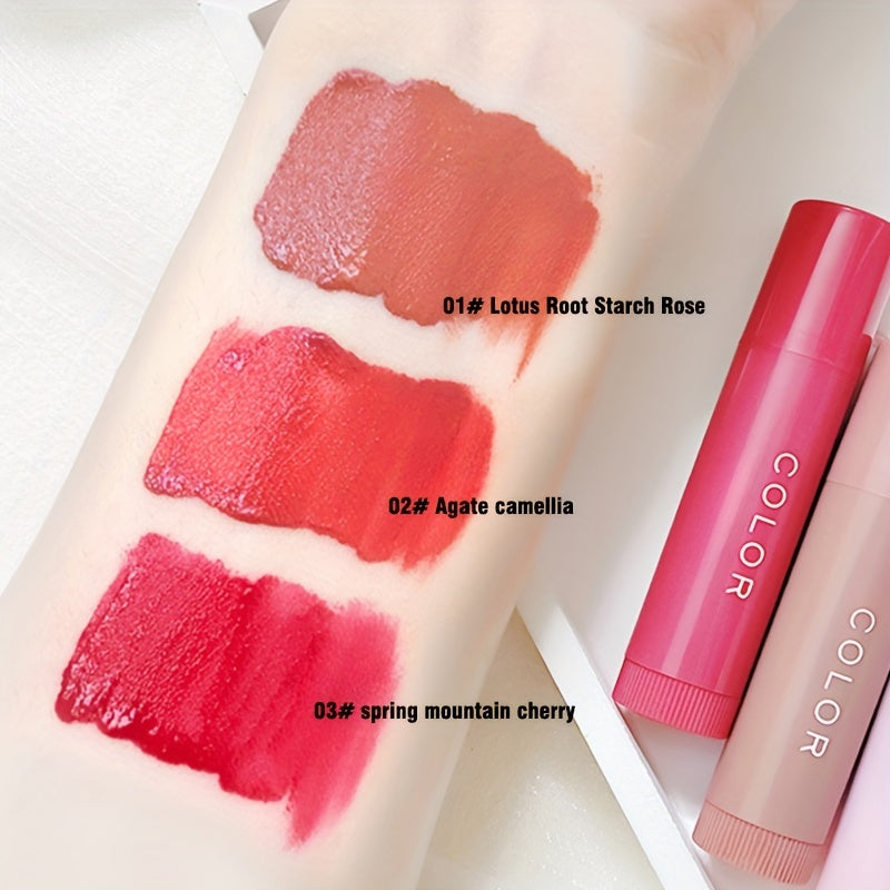 Bálsamo labial hidratante de 3 colores para mujer con hidratación duradera