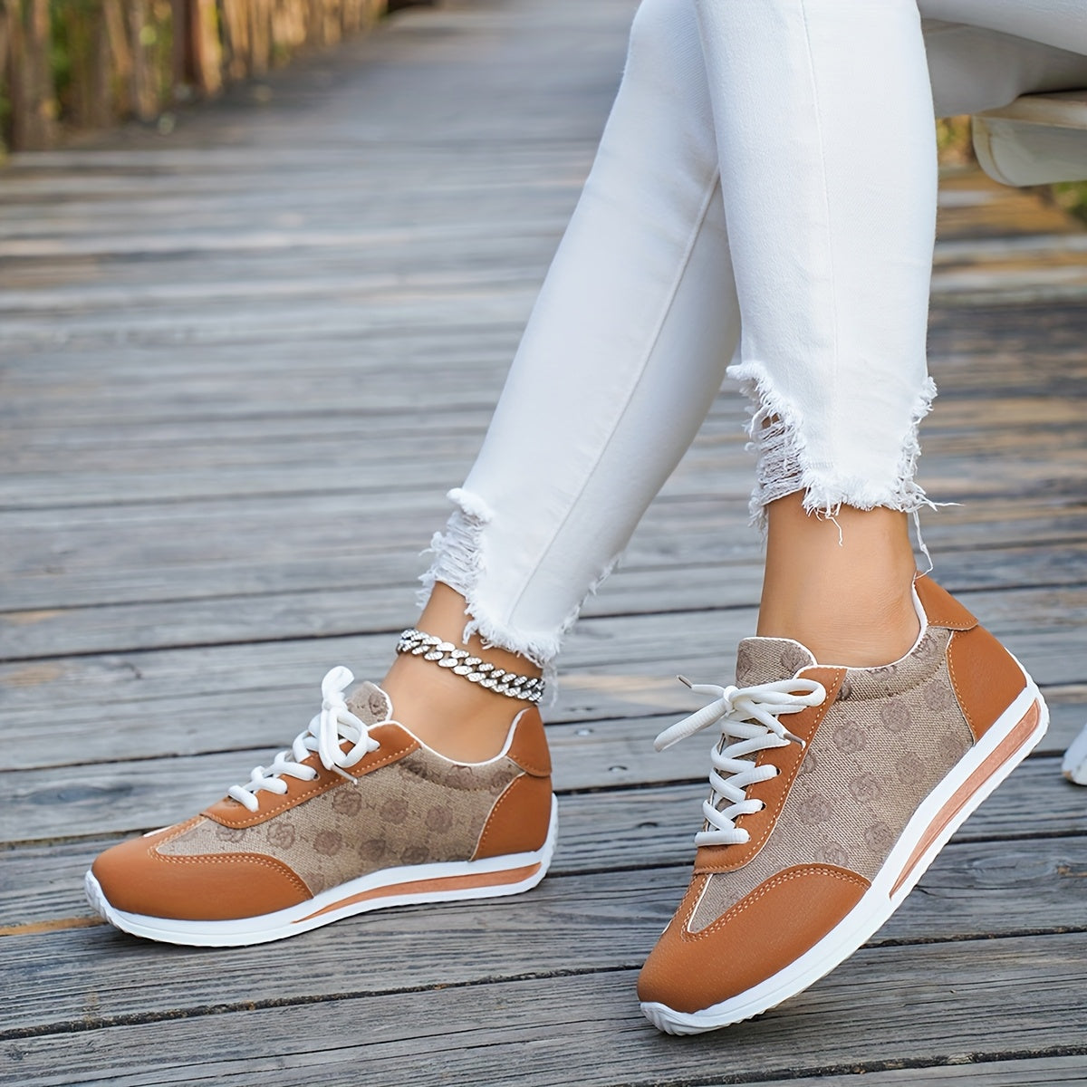 Women's Fashion Sneakers All-Season Low Top Casual Lace-Up Round Toe Rubber Sole