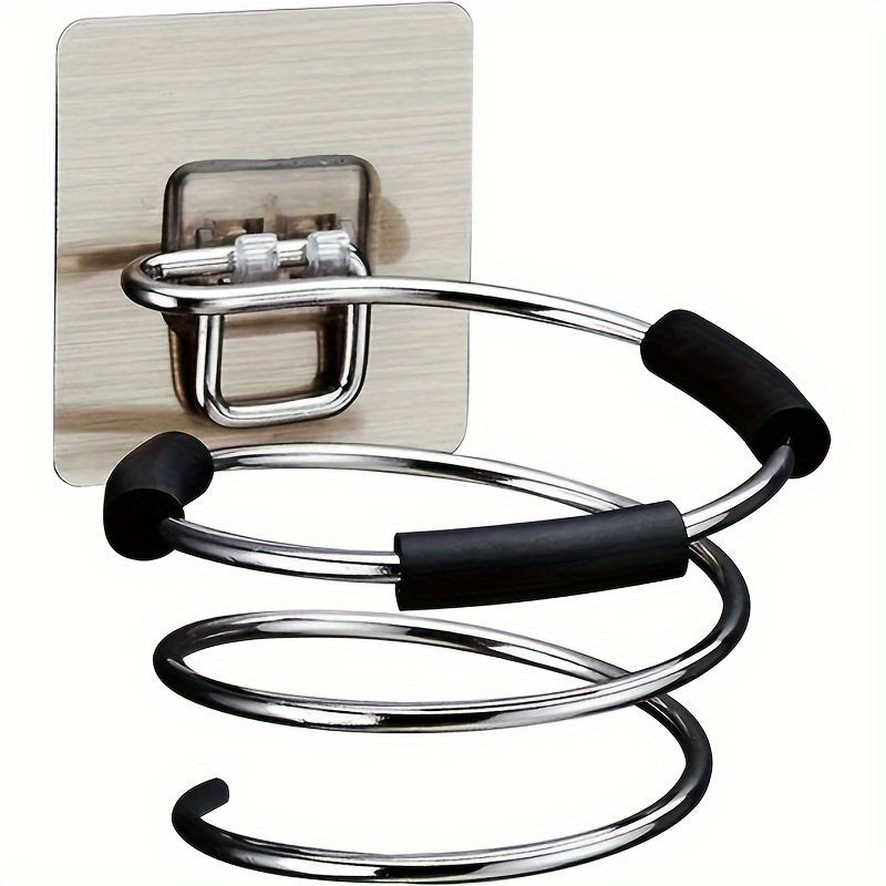 Stainless Steel Hair Dryer Holder Wall Mount Storage Rack for Bathroom Dormitory