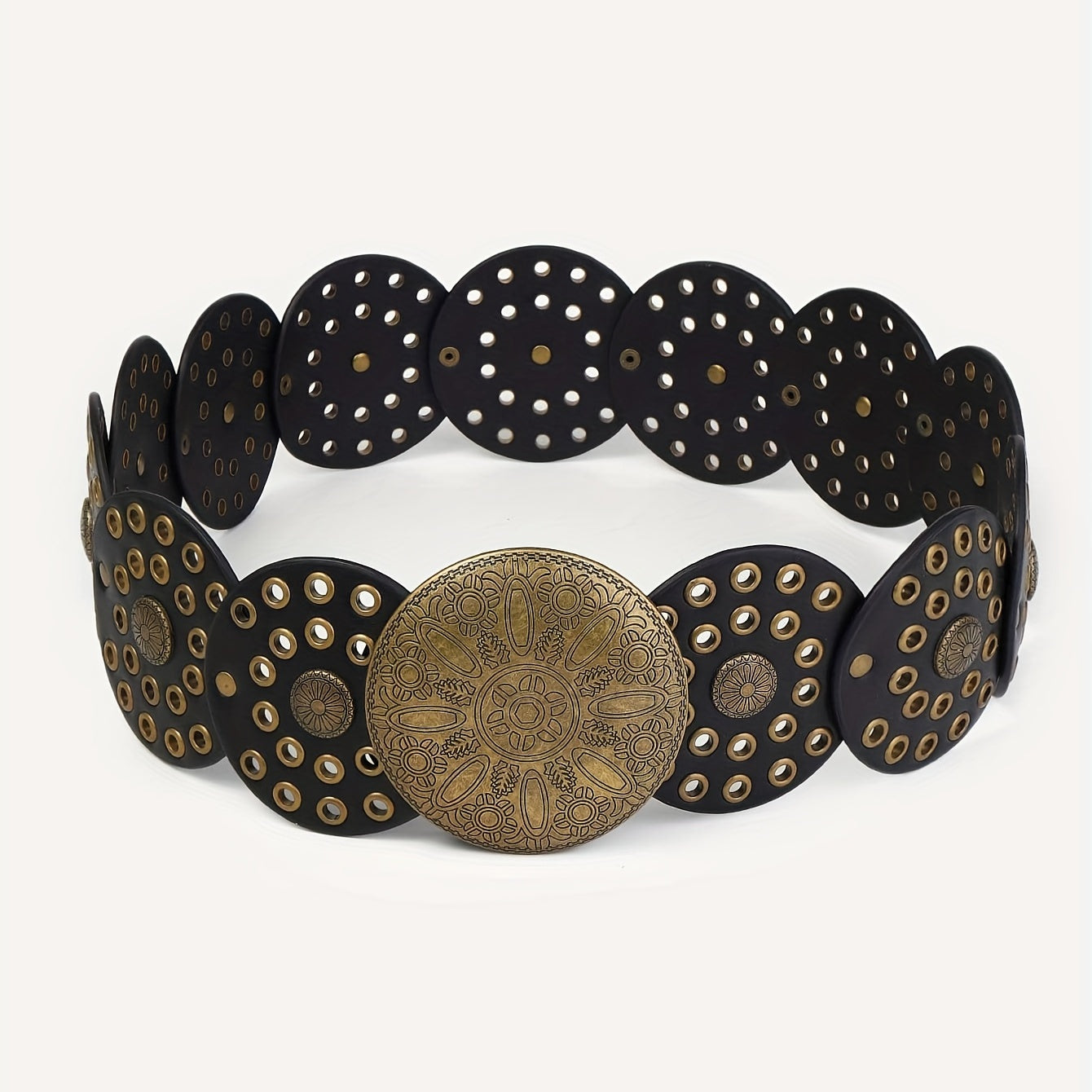 Women's Gold Belt with Round Buckle and Versatile Style