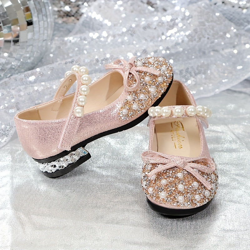 Kids Girls Summer Crystal Princess Shoes Soft Soles Casual Fashion with Bow