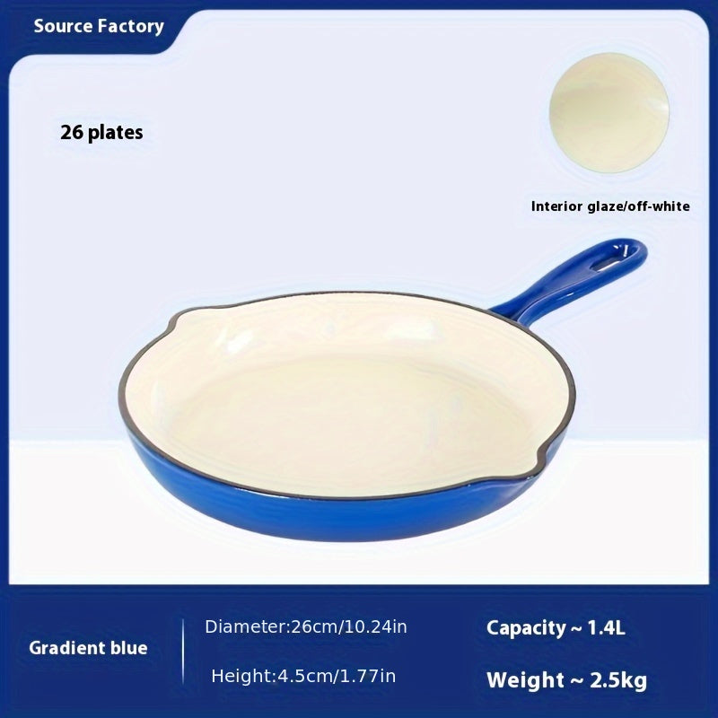 Cast Iron Skillet 26cm Non-Stick Flat Bottom Saute Pan with Handle