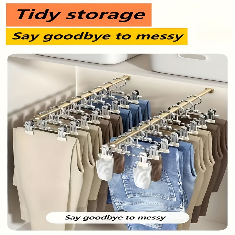 10 ta zanglamaydigan po'latdan tayyorlangan shimlar uchun panjara tutqichlari, kliplar bilan, shimlar, yubkalar, ko'kraklar, sharf va ichki kiyimlar uchun, xonadon, yotoqxona, bolalar uchun joyni tejovchi garderob tashkilotchisi