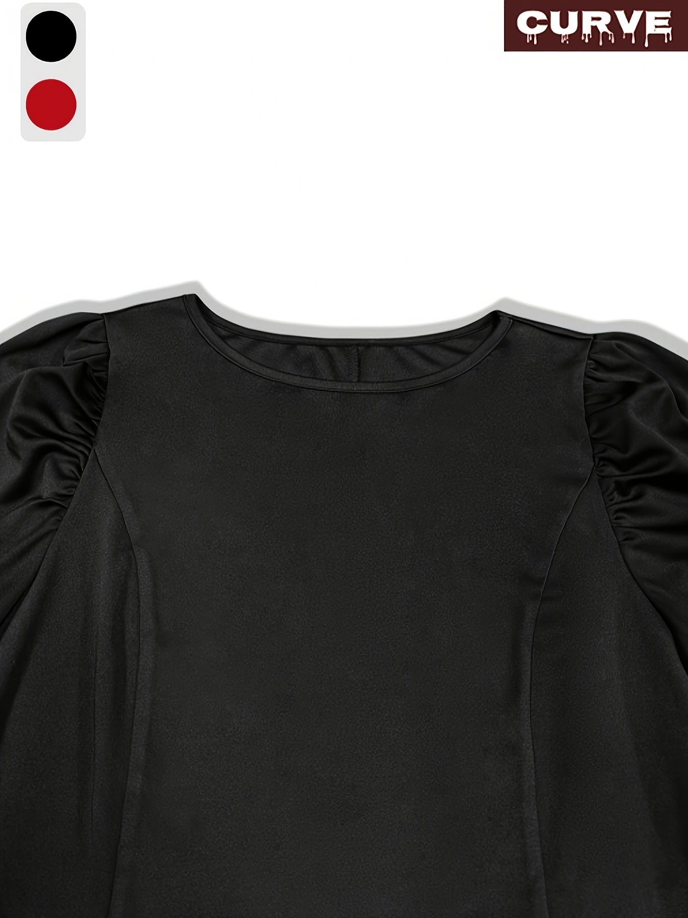 Women Plus Size Solid Color Bubble Sleeve Maxi Dress Casual Long Sleeve