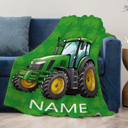 Personalized Tractor Blanket Cozy Flannel Throw for Couch Bed Living Room Allergen-Free Double-Sided Digital Print