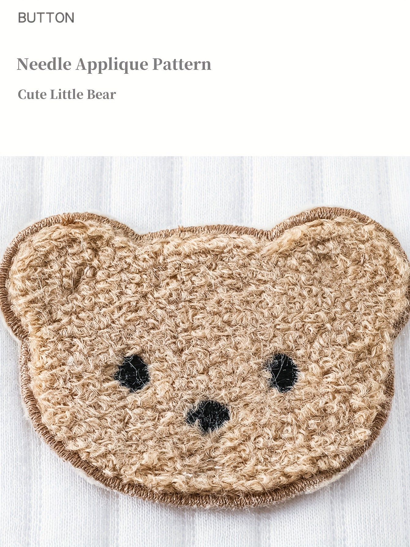 Baby Cotton Bodysuit for Newborns and Toddlers Long Sleeve with Bear Patch