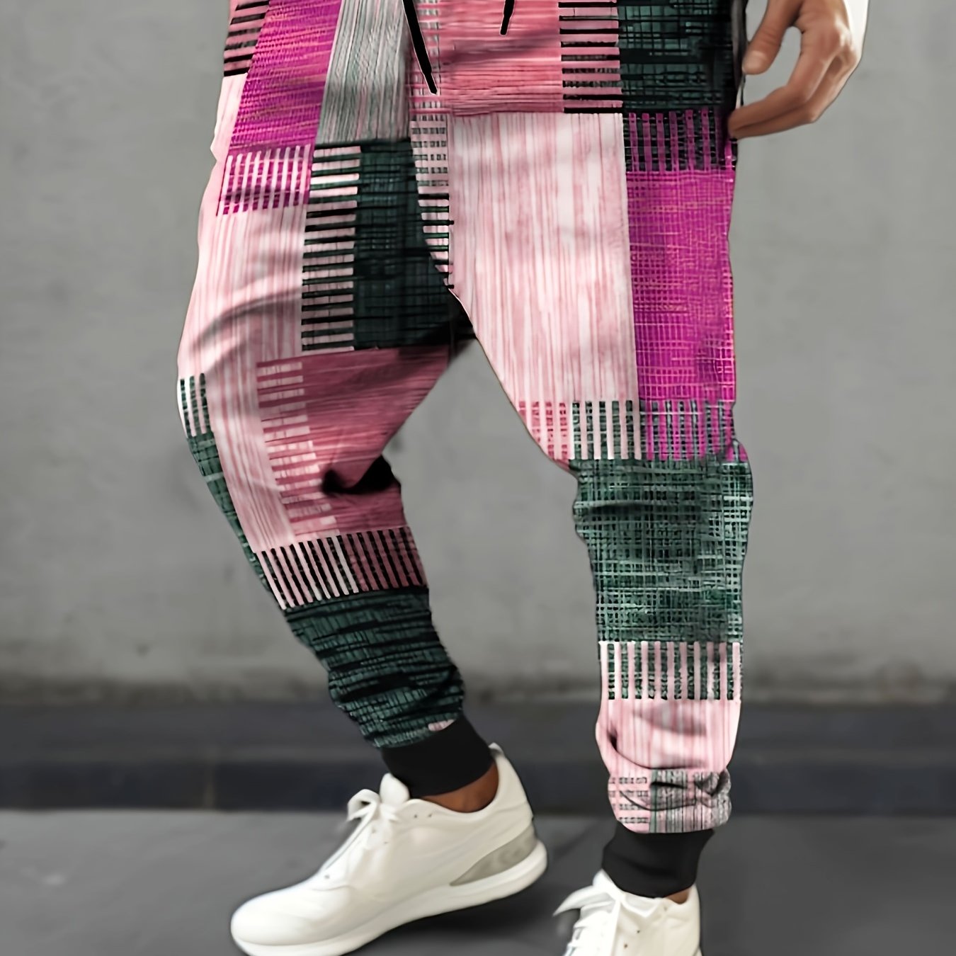 Plus-Size Men's Casual Sports Long Pants Polyester with Pockets