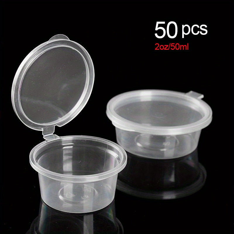 50 Clear Disposable Sauce Cups for Sauces Yogurt Pudding Sampling Takeaway