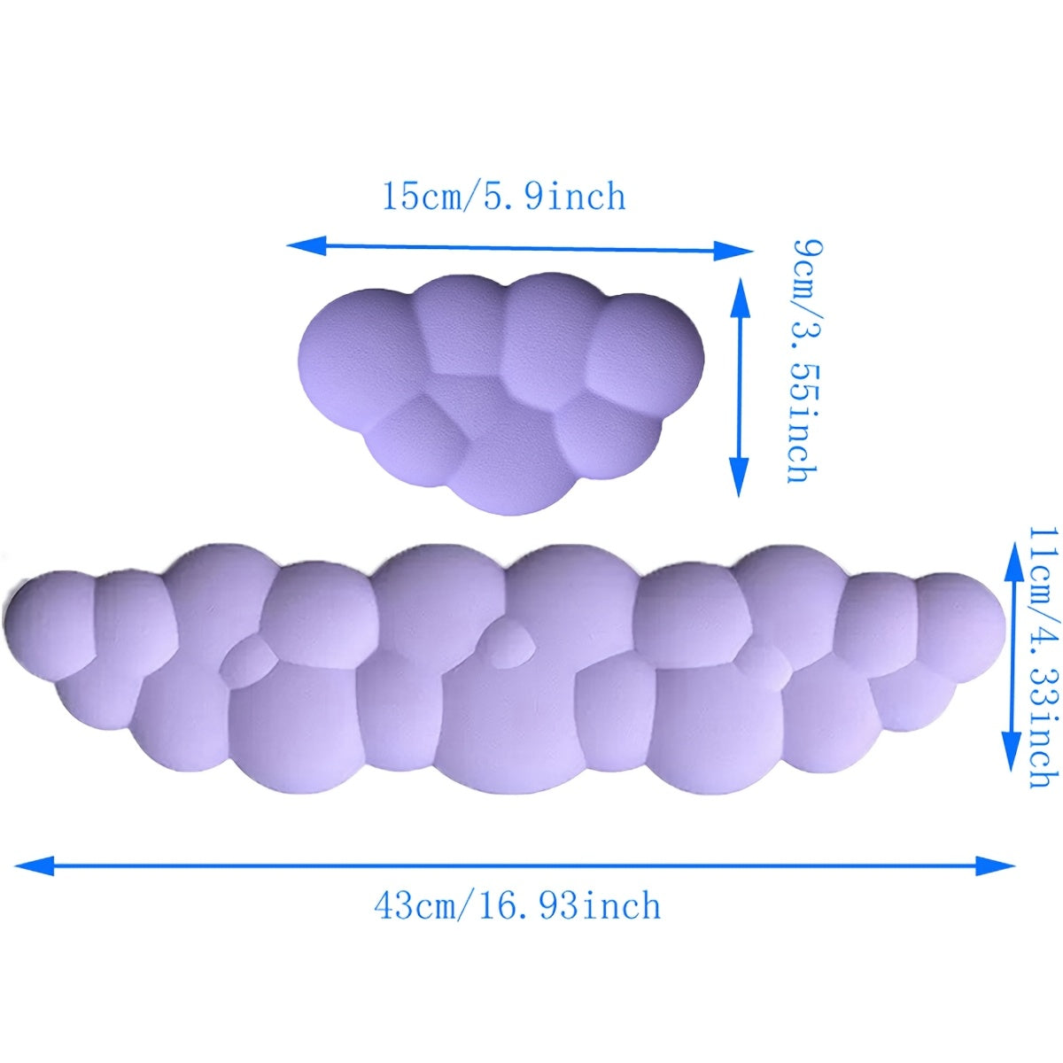 2pcs Memory Foam Wrist Rests with Cloud Design for Keyboard and Gaming