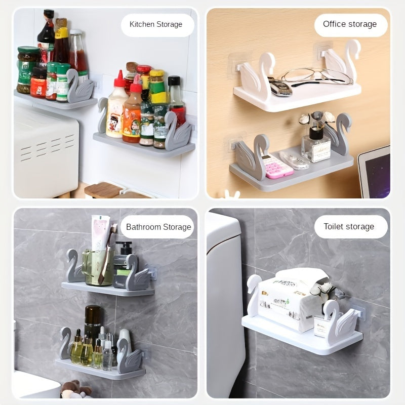 Wall Storage Rack for Bathroom Organization White Plastic 12 Inches