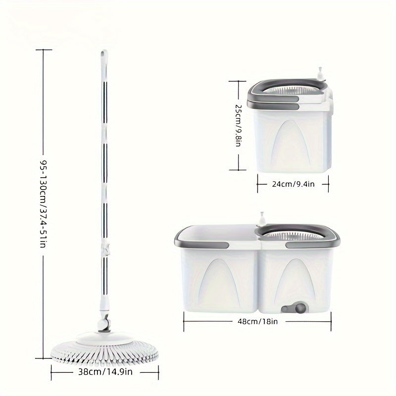 Home Mop and Bucket Set with Rotatable Mop and Double Floor Cleaning System