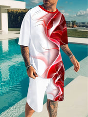 Мужской комплект из футболки и шортов большого размера с повседневным графическим принтом, летний наряд