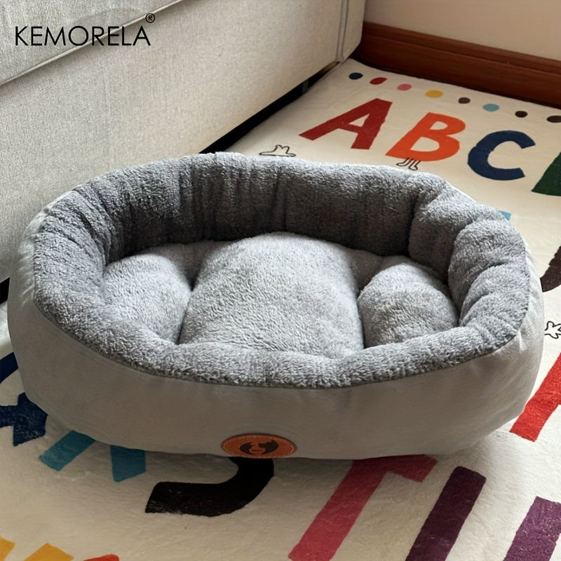 Classic Plush Pet Bed for Small to Large Pets, Thick Round Nest with Warm Deep Sleep Mat