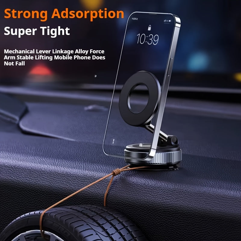 2025 Magnetic Suction Cup Car Phone Holder with Rotating Aluminum Alloy Mount for Vehicles Desks Walls