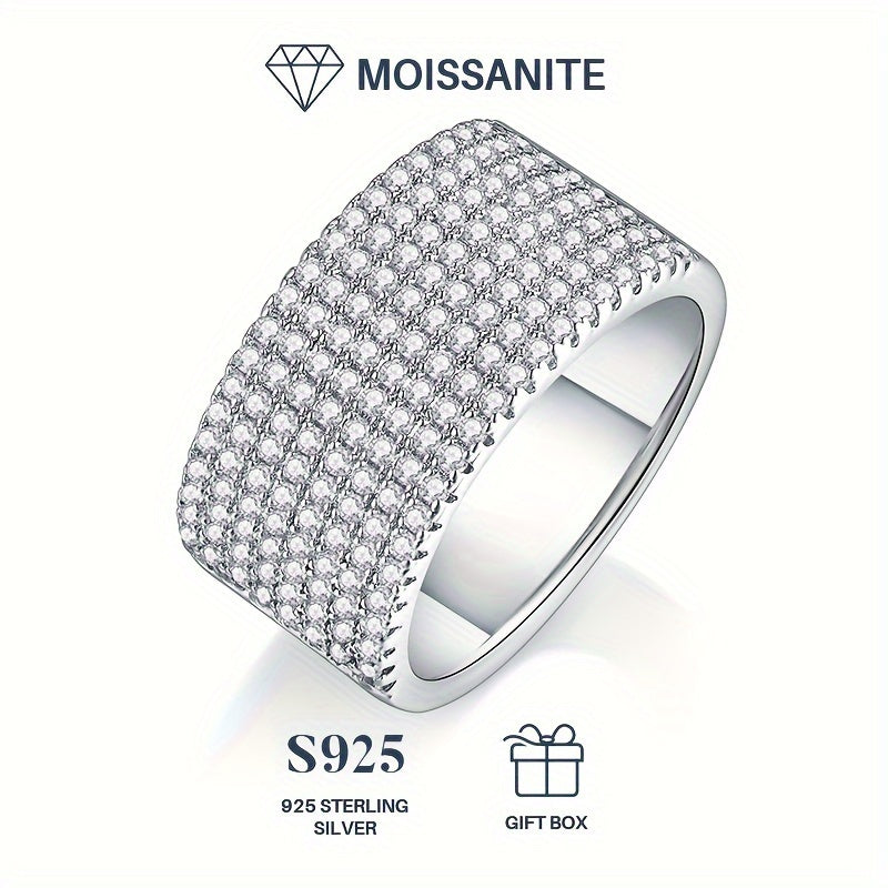 Women's Sterling Silver Wedding Band with Moissanite Stones 177pcs 0.006ct