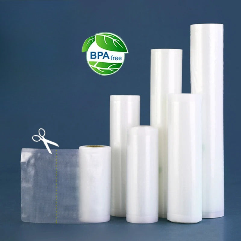 Oziq-ovqat uchun mos BPA-siz vakuum yopishqoq sumkalar, moslashtirilgan uzunlik, oziq-ovqat saqlash