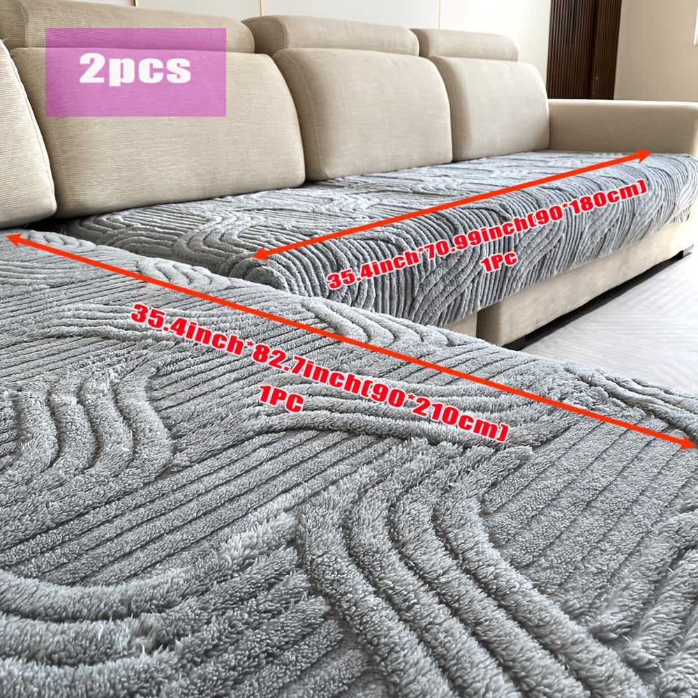 Juego de funda para sofá en forma de L de 2 piezas, antideslizante, resistente a manchas, poliéster lavable a máquina, amigable con mascotas